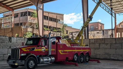 Dave's heavy wrecker working under a covered structure