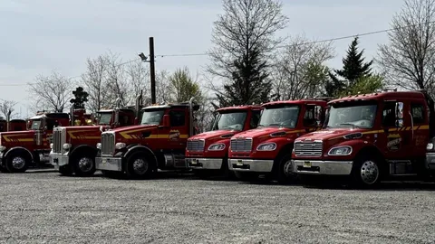 Dave's wrecker and rollback fleet lined up